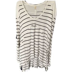 Free People Oversized V Neck Striped Top size M